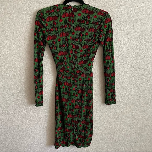 Issa London Green Red Print Dress Size 2 - Picture 6 of 9